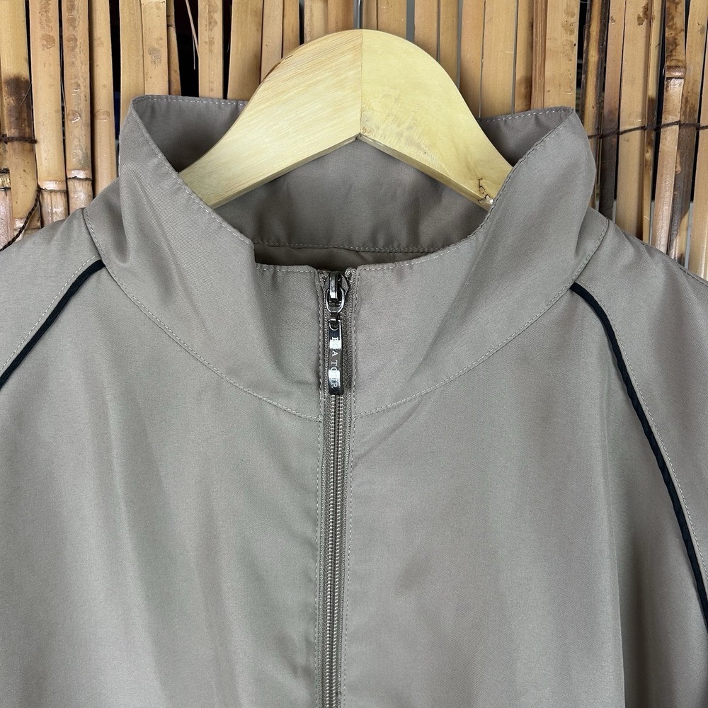 PGA Tour‎ Men's Tan Windbreaker Jacket Mock Collar Elastic Waist Cuffs Full Zip - Picture 2 of 16